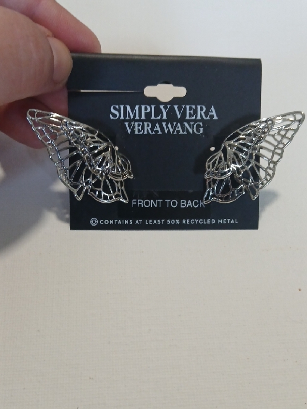Simply Vera Vera Wang Silver Filigree Movable Butterfly Wing Earrings - Picture 4 of 7